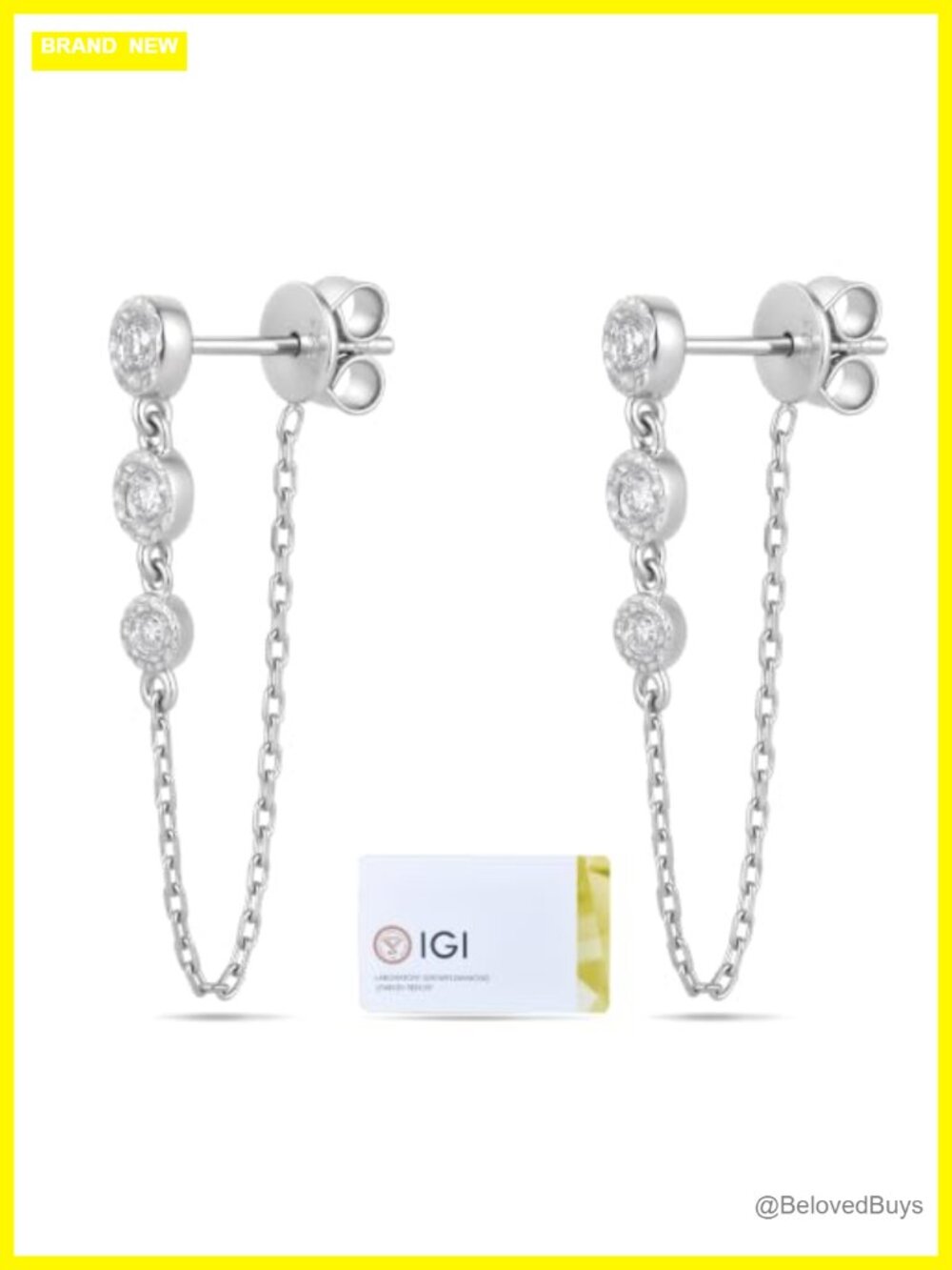 Lab Grown Diamond Dangle Earrings Gold Plated 925 Silver Drop